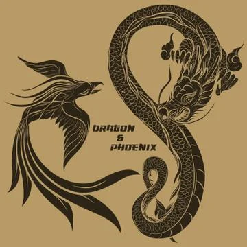 Dragon and phoenix Stock Illustration