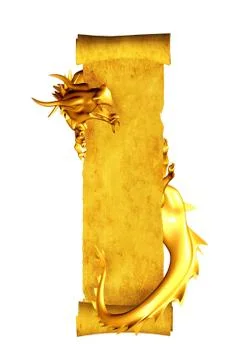 Dragon and scroll of old parchment Stock Illustration