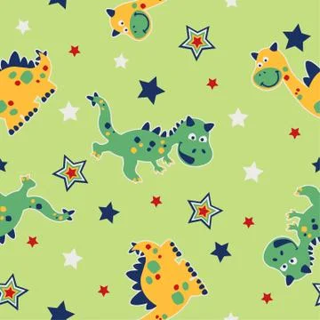 Dragon and stars seamless pattern Stock Illustration