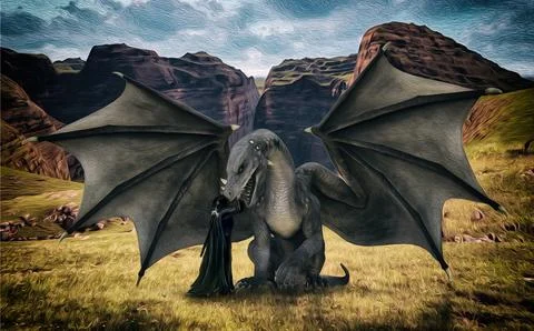 Dragon and warrior Illustrazione stock