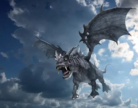 Dragon Attacking from the Sky Stock Illustration