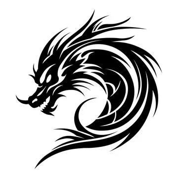 Dragon black vector icon on white background Stock Illustration