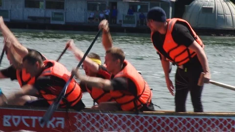 Dragon Boat Competition 4 Stock Footage 112801233