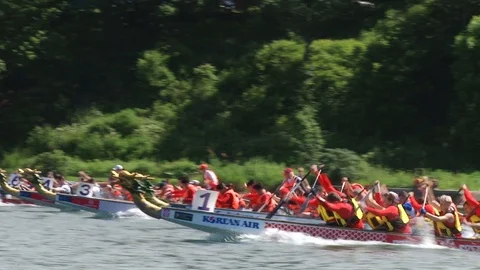 Dragon Boat Competition 5 Stock Footage 112801443