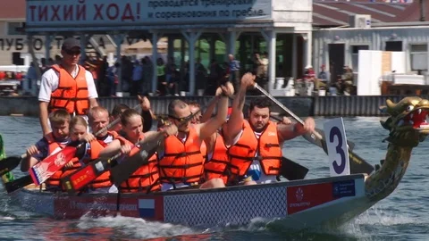 Dragon Boat Competition Stock Footage 112800531