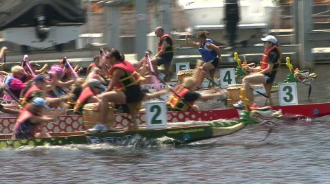 Dragon Boat Race Stock Footage