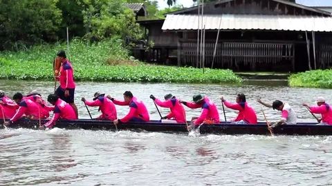 Dragon boating thailand Stock Footage