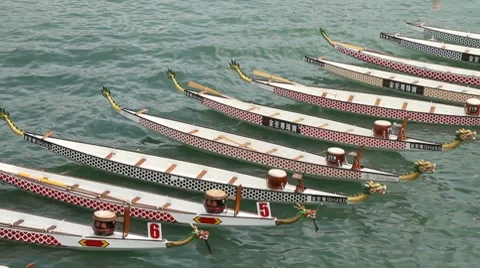 Dragon boats Stock Footage 7140582