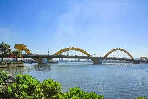 Dragon Bridge on Han River ,Da Nang ,Vietnam. Stock Photos