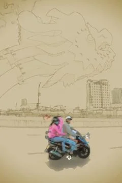 The Dragon Bridge Stock Illustration