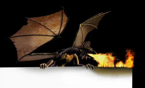 Dragon Burning Edge - on black Stock Illustration