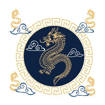 Dragon circle symbol template. Stock Illustration