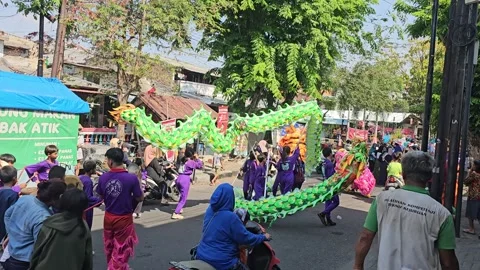 Dragon dance with children performers Stock Footage 251879556