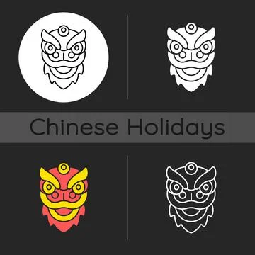 Dragon dance dark theme icon Illustrazione stock