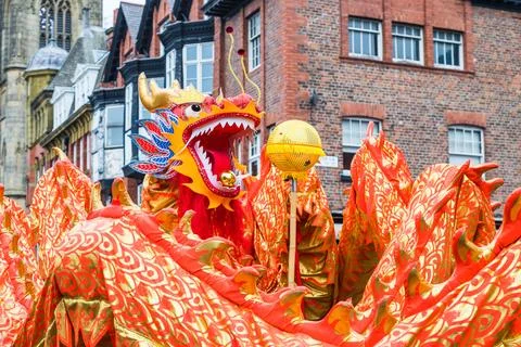 Dragon dance in Liverpool Stock Photos