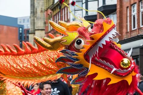 Dragon dance in Liverpool Stock Photos
