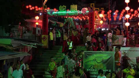 Dragon dance perform walk down staircase... | Stock Video | Pond5
