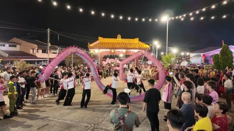 Dragon Dance Performance at Kampar Seng Fatt Temple Stock Footage 345442632