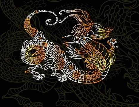Dragon on dark background Stock Illustration