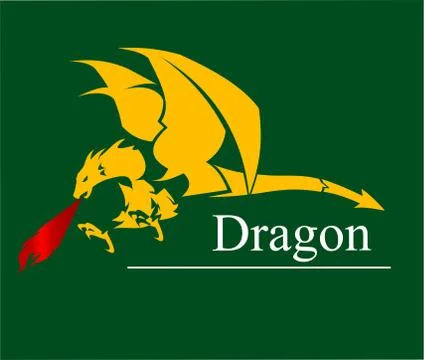 Dragon, dragon with the flame from the mouth. vector &amp; illustration. Shooter Stock Illustration