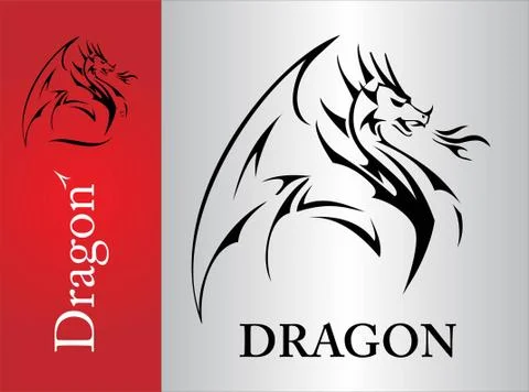 Dragon, Dragon sketch, spreading its wing. Stock Illustration