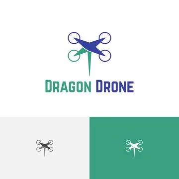 Dragon Drone Dragonfly Insect Propeller Fly Technology Simple Logo Idea Stock Illustration