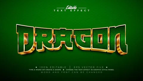 Dragon Editable Text Effect Design Vector Graphic Style with Traditional Ch.. Stock Illustration