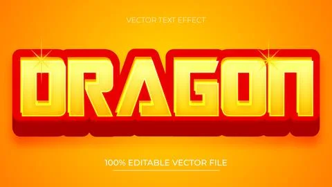 Dragon editable text font effect 3d text for Gaming title Red and Yellow Colo Stock Illustration
