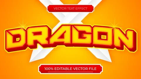 Dragon editable text font effect 3d text for Gaming title with Sword Backgrou Stock Illustration