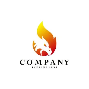Dragon fire logo design vector Illustrazione stock
