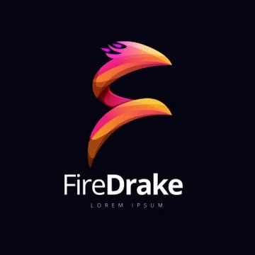 Dragon Fire Shape Logo Concept Design Stock Illustration