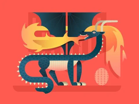 Dragon flat concept Illustrazione stock