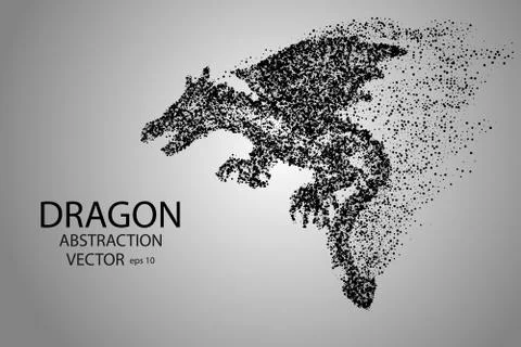 Dragon in flight, breathing fire, consists of particles. Vector eps 10. Stock Illustration
