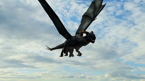 Dragon in flight Close-Up tracking shot Stock Footage 36830509