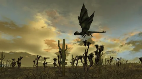 Dragon in flight on nature background Stock Footage 36566198
