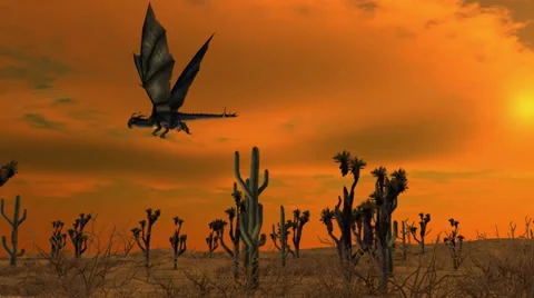 Dragon in flight on nature background Stock Footage 36566213