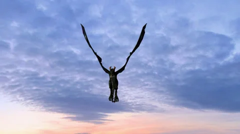 Dragon in flight on sky background Stock Footage 36562437