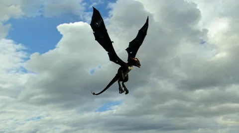 Dragon in flight on sky background Video stock 36562467