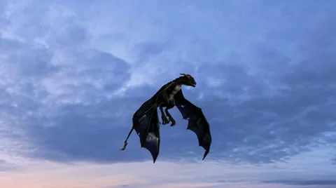 Dragon in flight on sky background Stock Footage 36562474