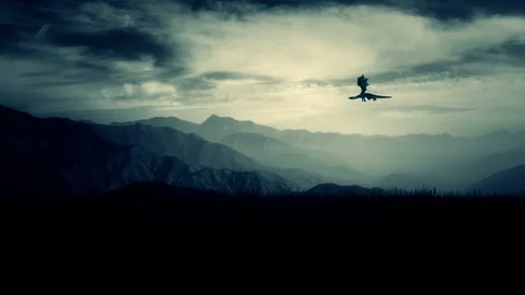 Dragon Fly High in the Sky Above Mountains Stock Footage 110855700