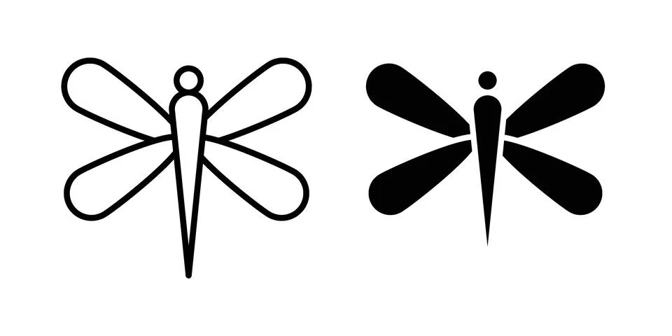 Dragon fly icon set modern line and solid style collection. Stock Illustration