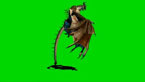 Dragon Flying on Green Screen 08 Stock Footage 222549225