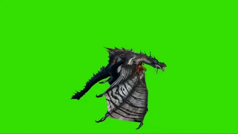 Dragon Flying on Green Screen 46 Stock Footage 222550103