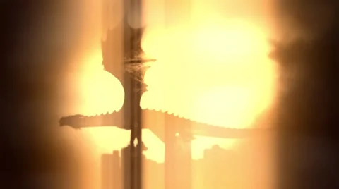 Dragon Flying in the Sky on a Sun  and a Castle Background Stock Footage 65136699