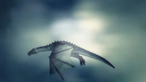 Dragon Flying in the Sky Under a Lightning Storm Stock Footage 65135082