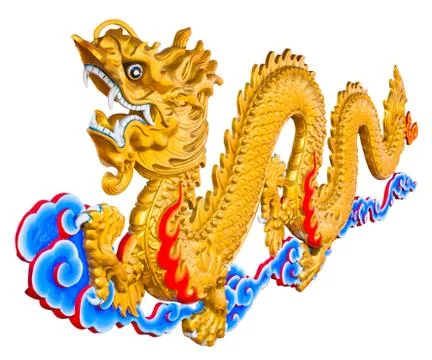 Dragon flying on white background. Stock Photos