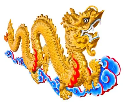 Dragon flying on white background. Stock Photos