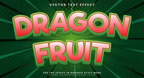 Dragon Fruit 3d editable text effect Template Stock Illustration
