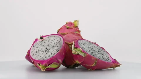 Dragon Fruit and Halves Rotating on the Turntable. Stock Footage 170402298