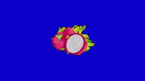 Dragon fruit animation on blue background Stock Footage 334772743